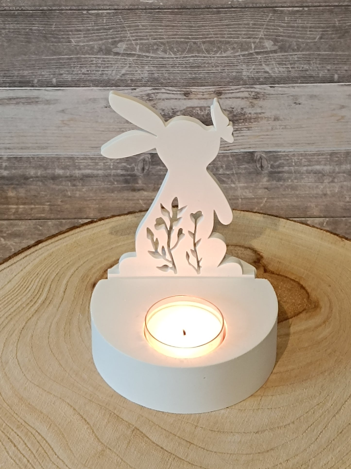 Hase mit Schmetterling Silhouette/ Einschieber mit Teelichthalter