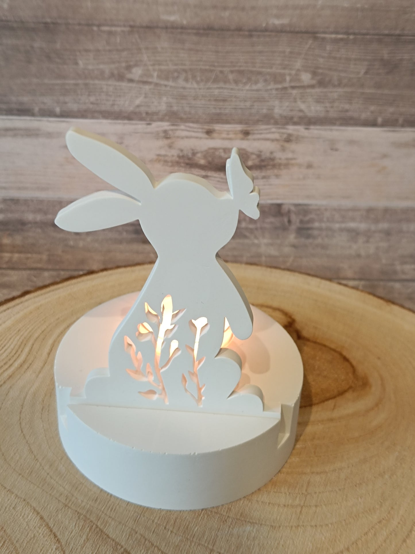 Hase mit Schmetterling Silhouette/ Einschieber mit Teelichthalter