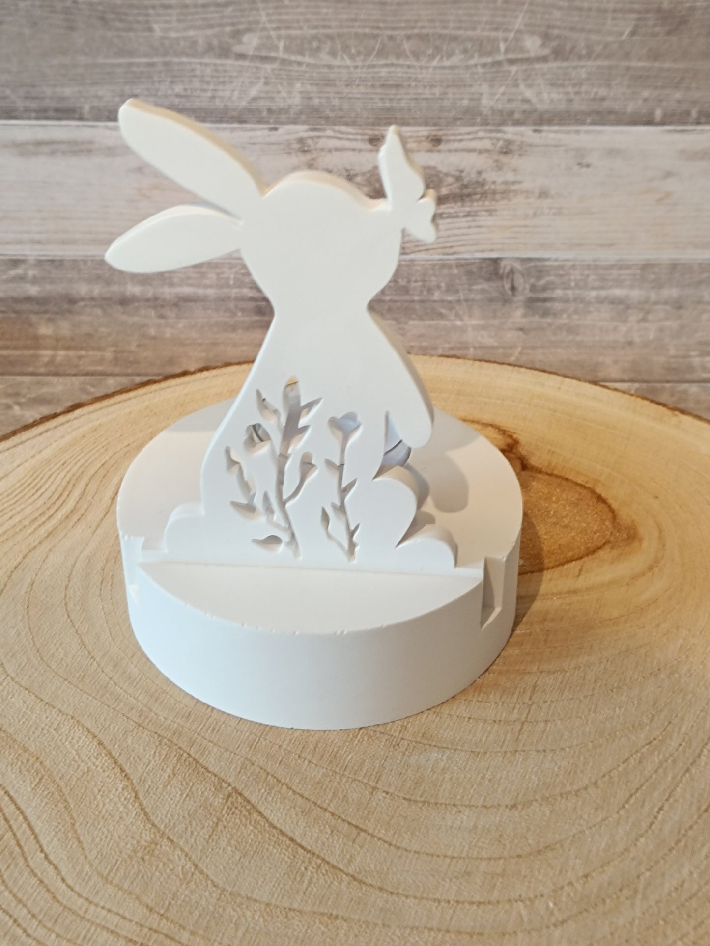 Hase mit Schmetterling Silhouette/ Einschieber mit Teelichthalter
