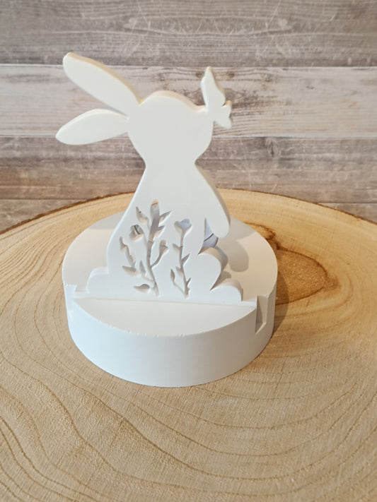 Hase mit Schmetterling Silhouette/ Einschieber mit Teelichthalter